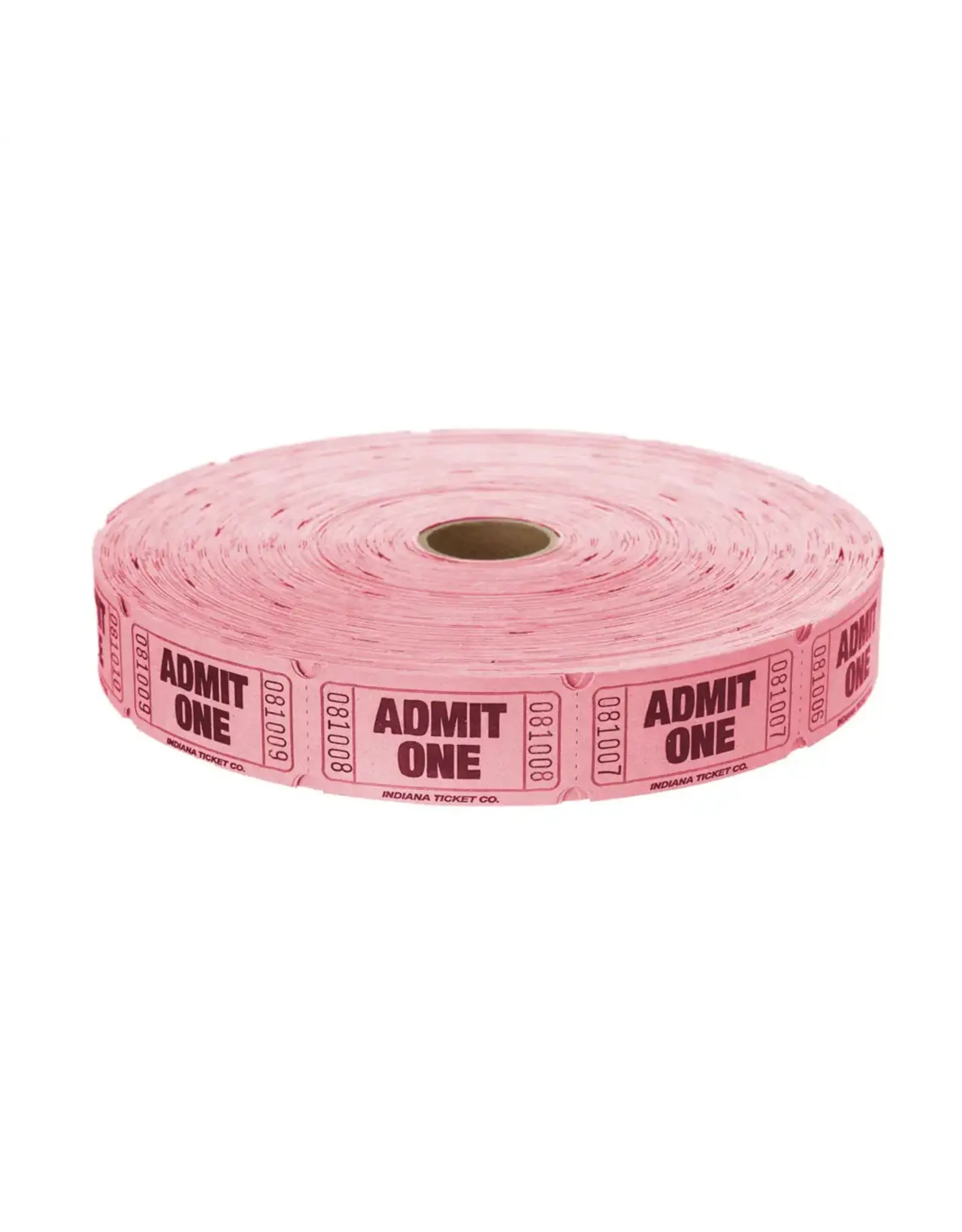 Indiana Ticket Co. RAFFLE TICKETS - PINK  ADMIT ONE -  SINGLE -2000PC