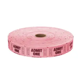 Indiana Ticket Co. RAFFLE TICKETS - PINK  ADMIT ONE -  SINGLE -2000PC