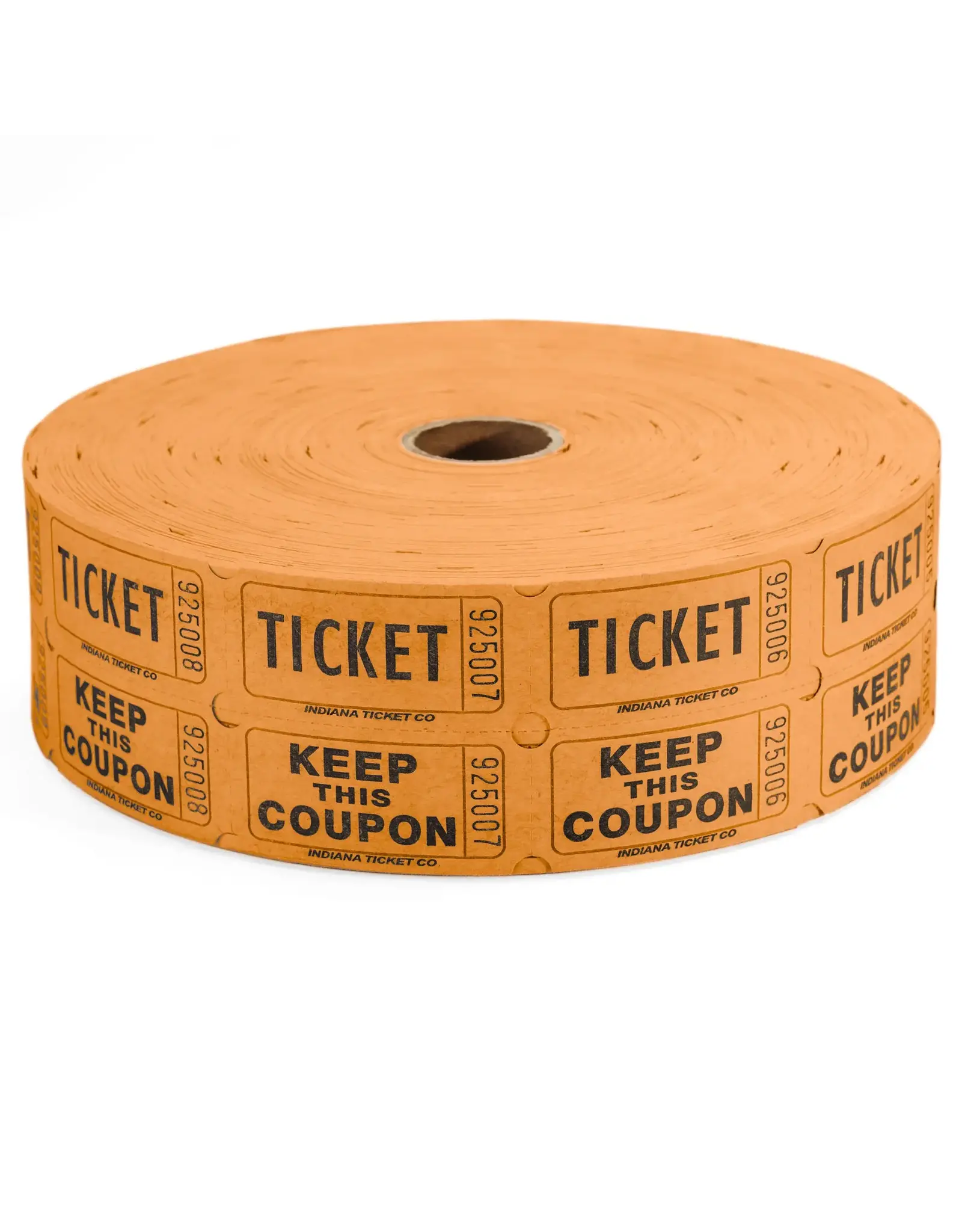 Indiana Ticket Co. RAFFLE TICKETS - ORANGE  - DOUBLE -2000PC