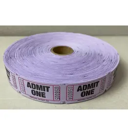 Indiana Ticket Co. RAFFLE TICKETS - PURPLE  ADMIT ONE -  SINGLE -2000PC