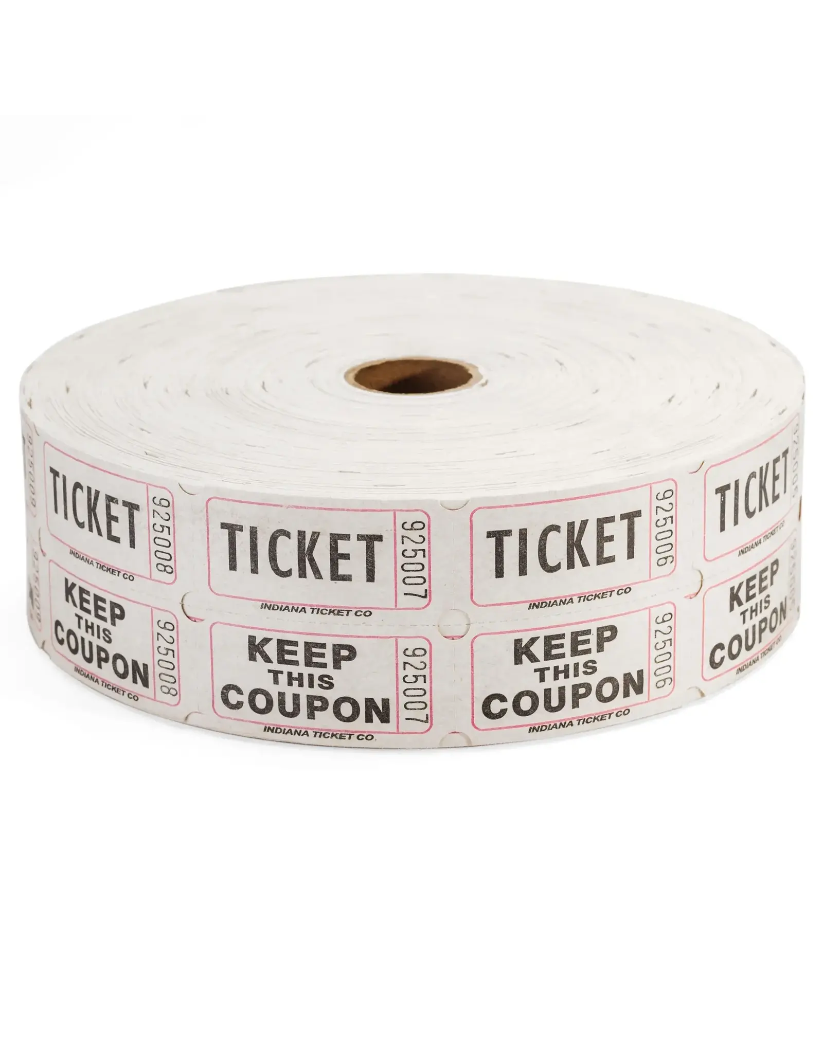 Indiana Ticket Co. RAFFLE TICKETS - WHITE  - DOUBLE -2000PC