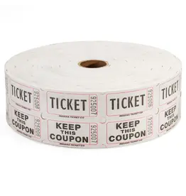 Indiana Ticket Co. RAFFLE TICKETS - WHITE  - DOUBLE -2000PC