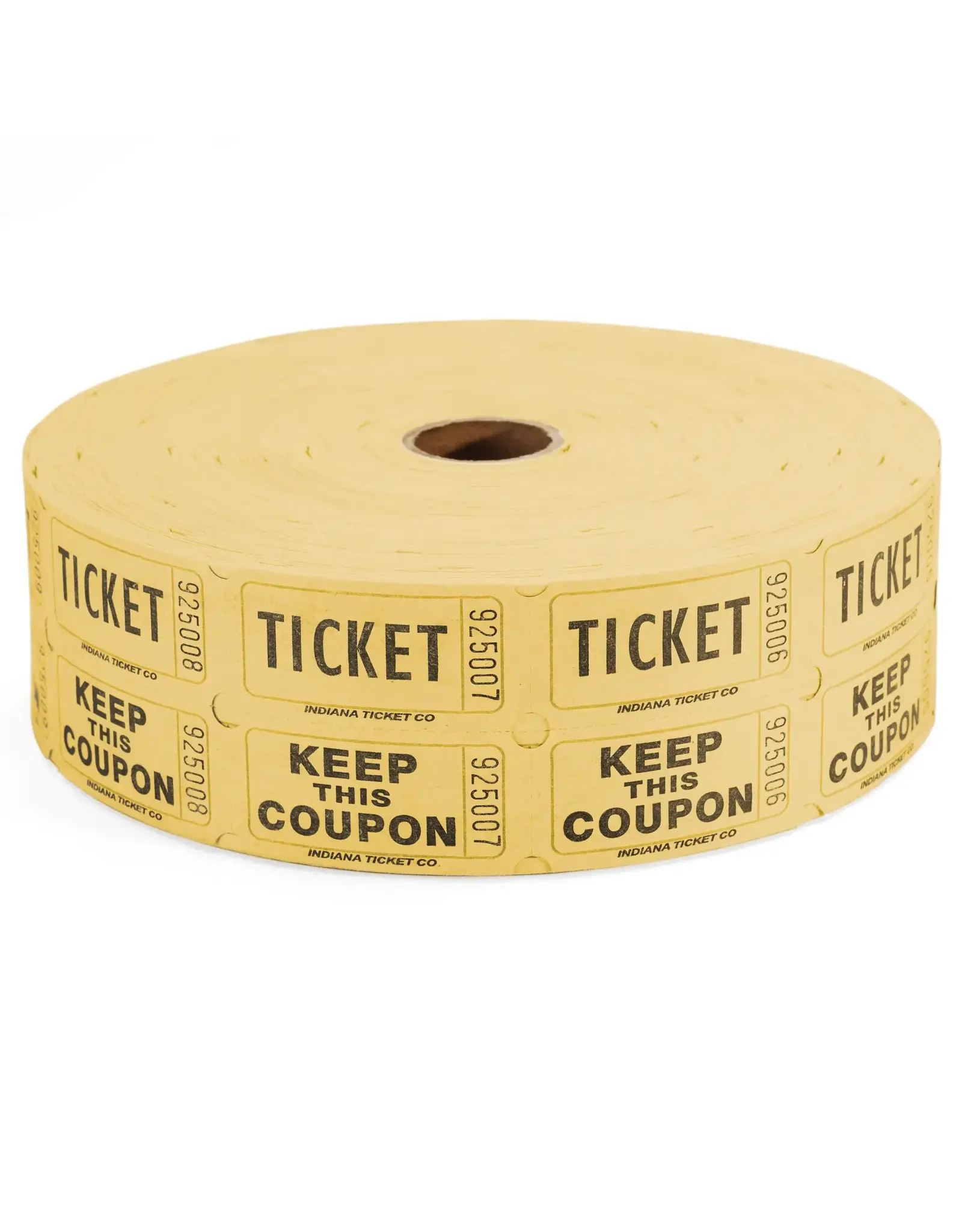 Indiana Ticket Co. RAFFLE TICKETS - YELLOW  - DOUBLE -2000PC