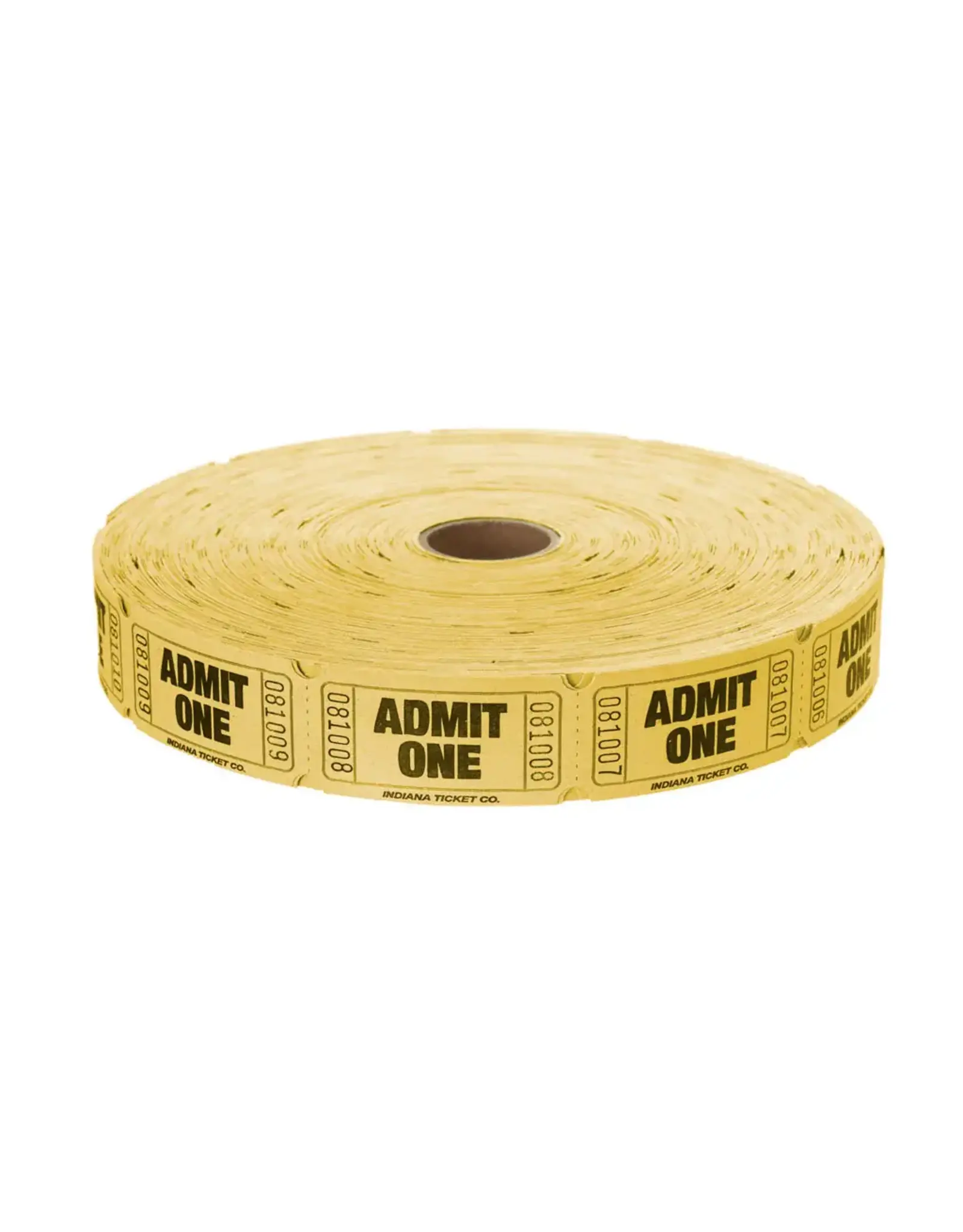 Indiana Ticket Co. RAFFLE TICKETS - YELLOW  ADMIT ONE -  SINGLE -2000PC