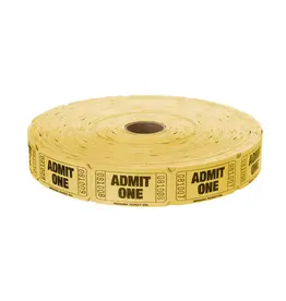 Indiana Ticket Co. RAFFLE TICKETS - YELLOW  ADMIT ONE -  SINGLE -2000PC