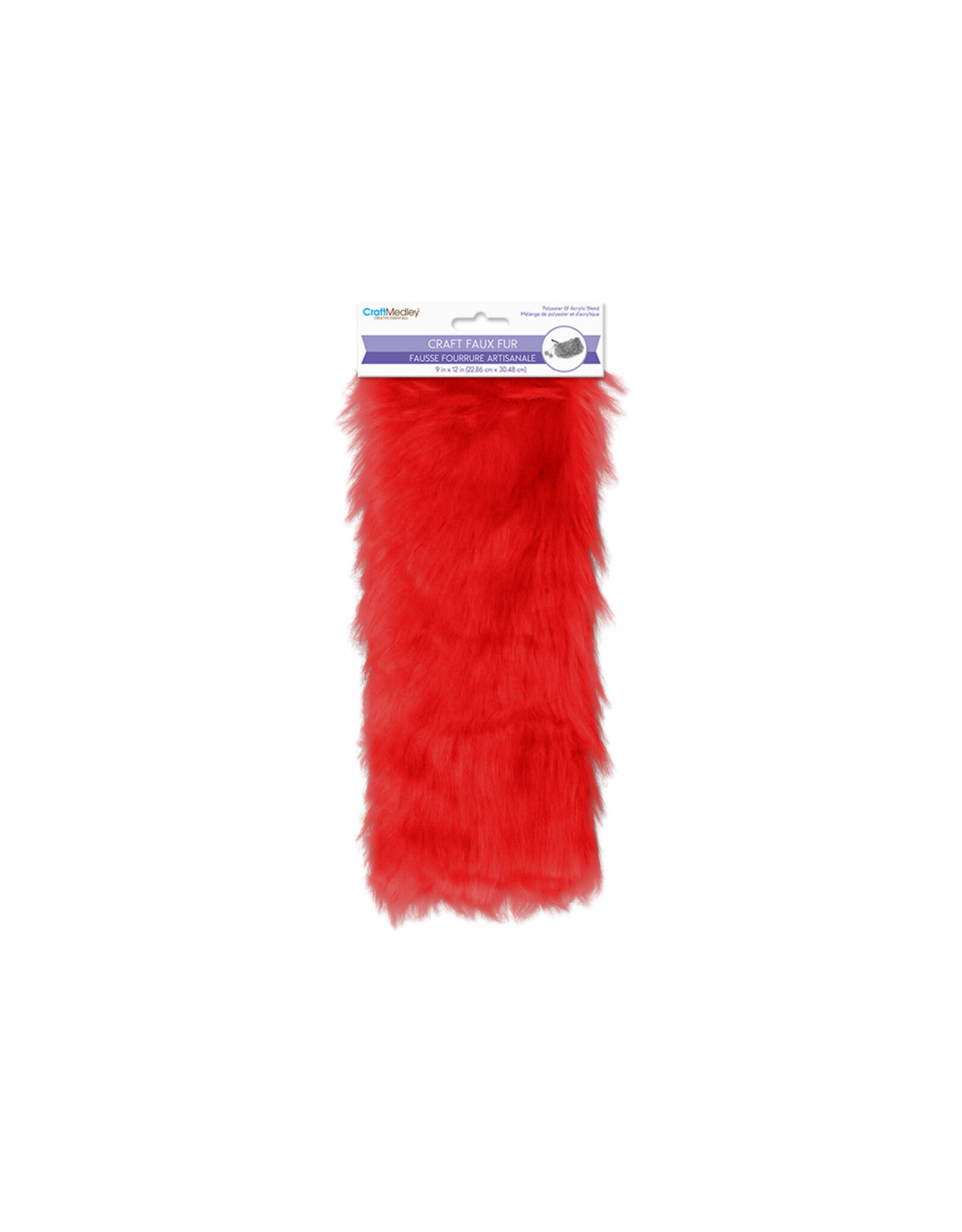 CRAFT FUR - 9x12 -LONG PILE RED