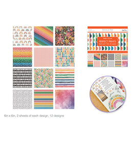 SCRAPBOOK PAPER PAD: ASSORTED RAINBOW PRINTS 6"X6" -  24 PACK