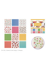 SCRAPBOOK PAPER PAD: ASSORTED FLOWER & DOTS  6"X6" -  24 PACK