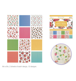 SCRAPBOOK PAPER PAD: ASSORTED FLOWER & DOTS  6"X6" -  24 PACK