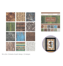 SCRAPBOOK PAPER PAD: ASSORTED WOOD DESIGNS  6"X6" -  24 PACK