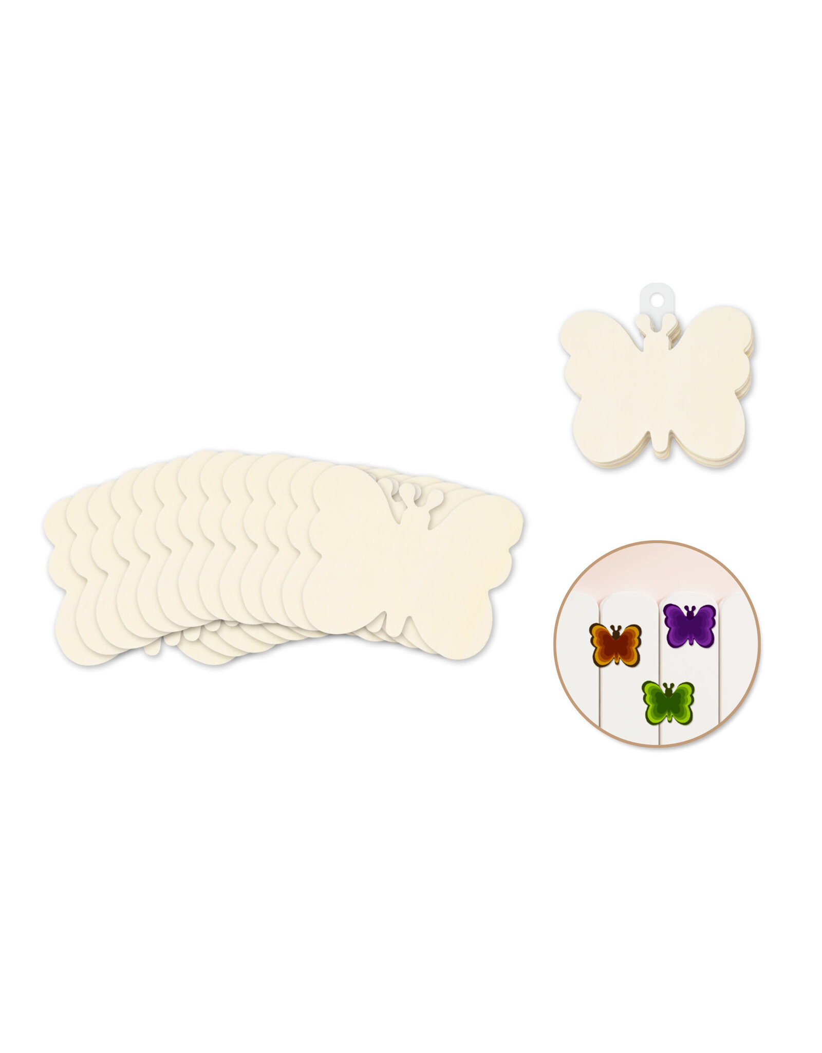 WOOD SHAPE: BUTTERFLY 3.15" -  12 PACK