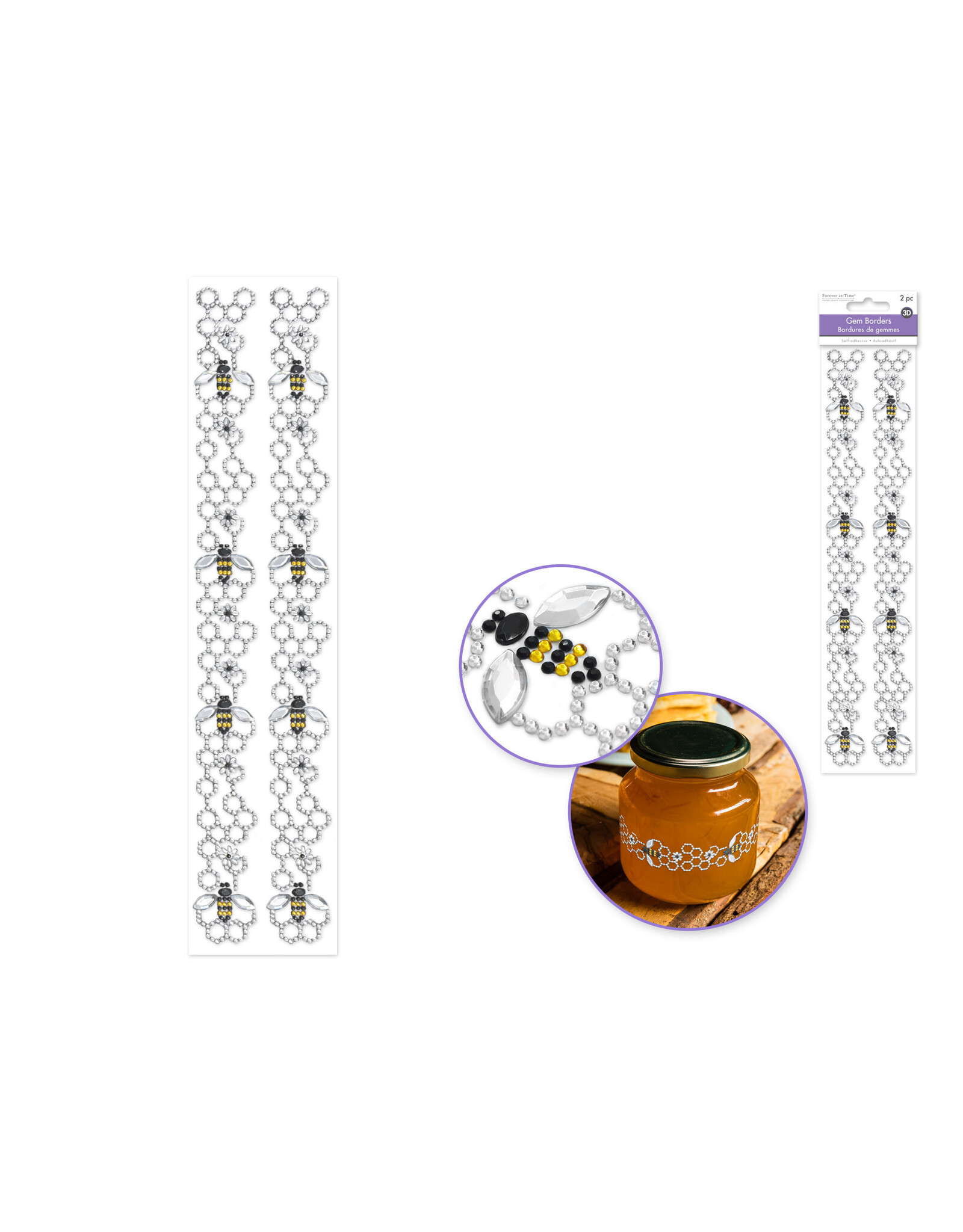 RHINESTONE GEM BEE BORDER 12" - 2 PACK