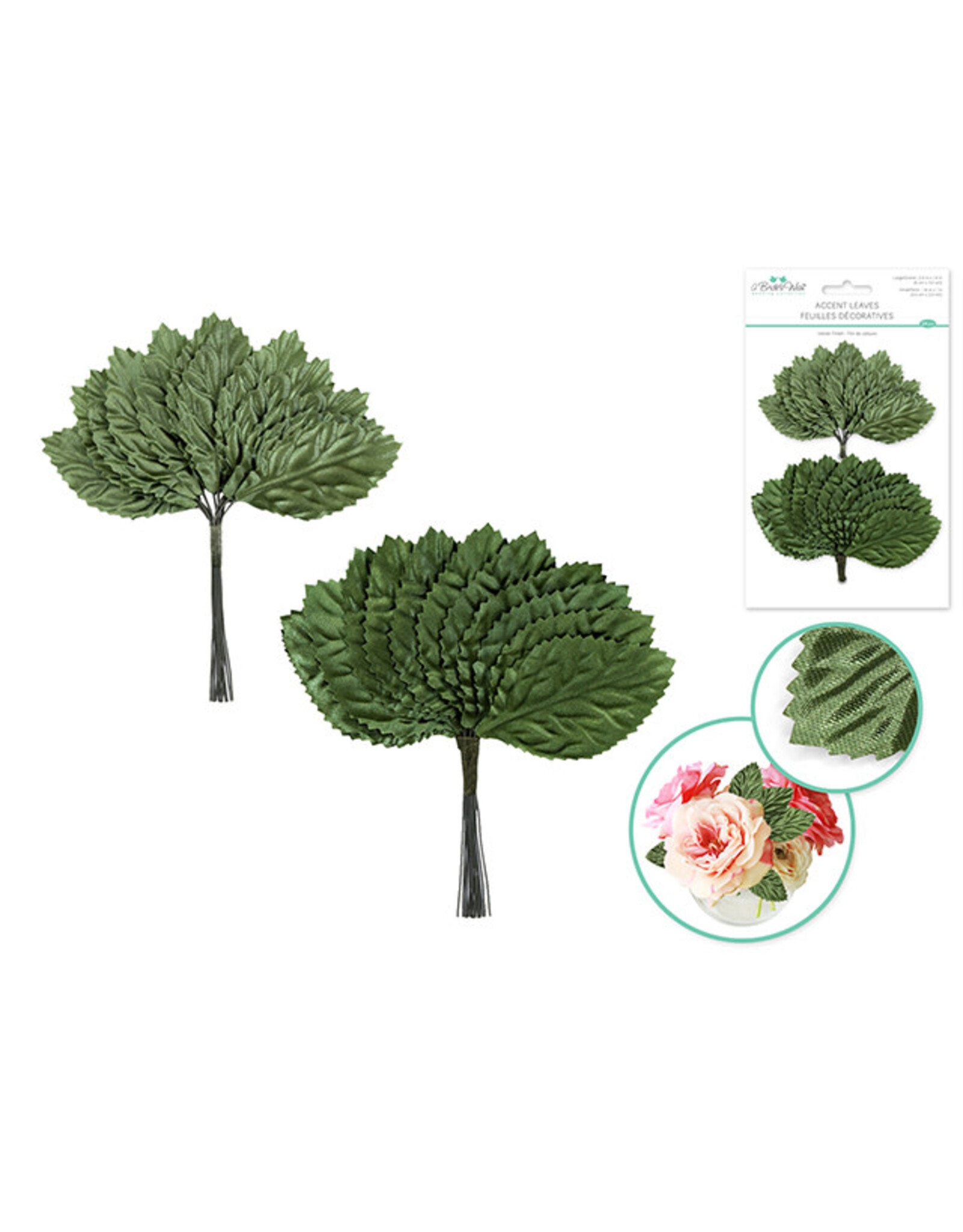 ACCENT LEAVES ASSORTED SIZES DARK GREEN - 24 PACK