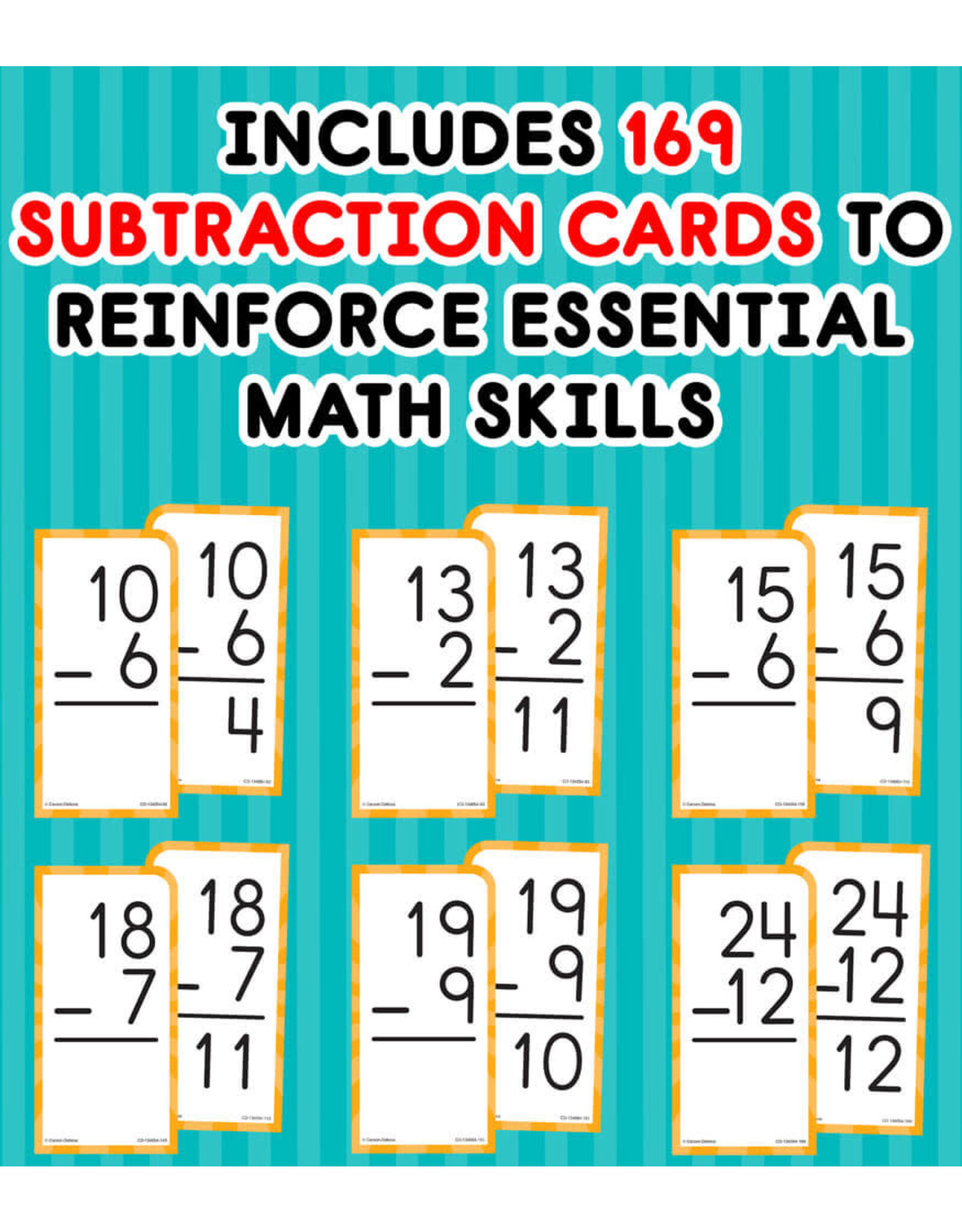 FLASH CARDS: SUBTRACTION ALL FACTS THROUGH 12 - 169 CARDS