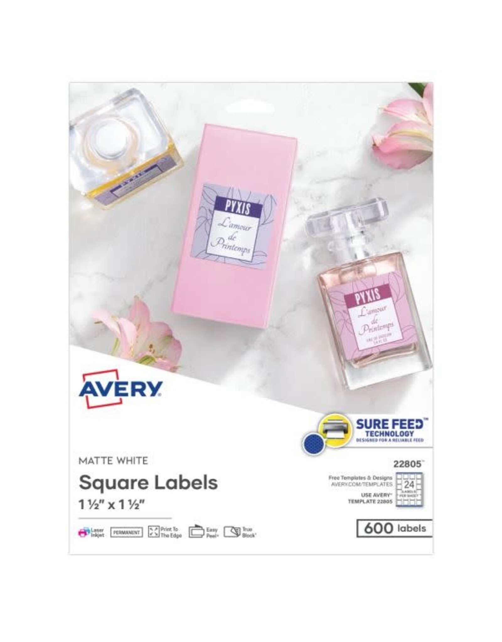 AVERY SQUARE LABEL 1.5"X1.5" 24 PER PAGE -25 SHEETS