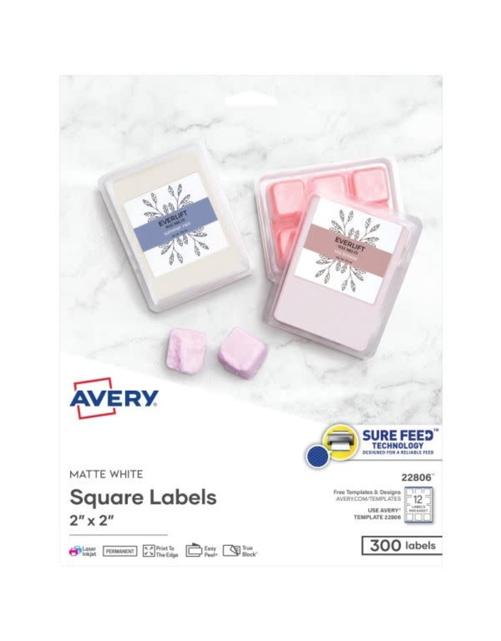 AVERY SQUARE MAILING LABEL 2"X2" 12 PER PAGE -25 SHEETS