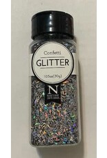 GLITTER CONFETTI  BLACK/SILVER 1OZ