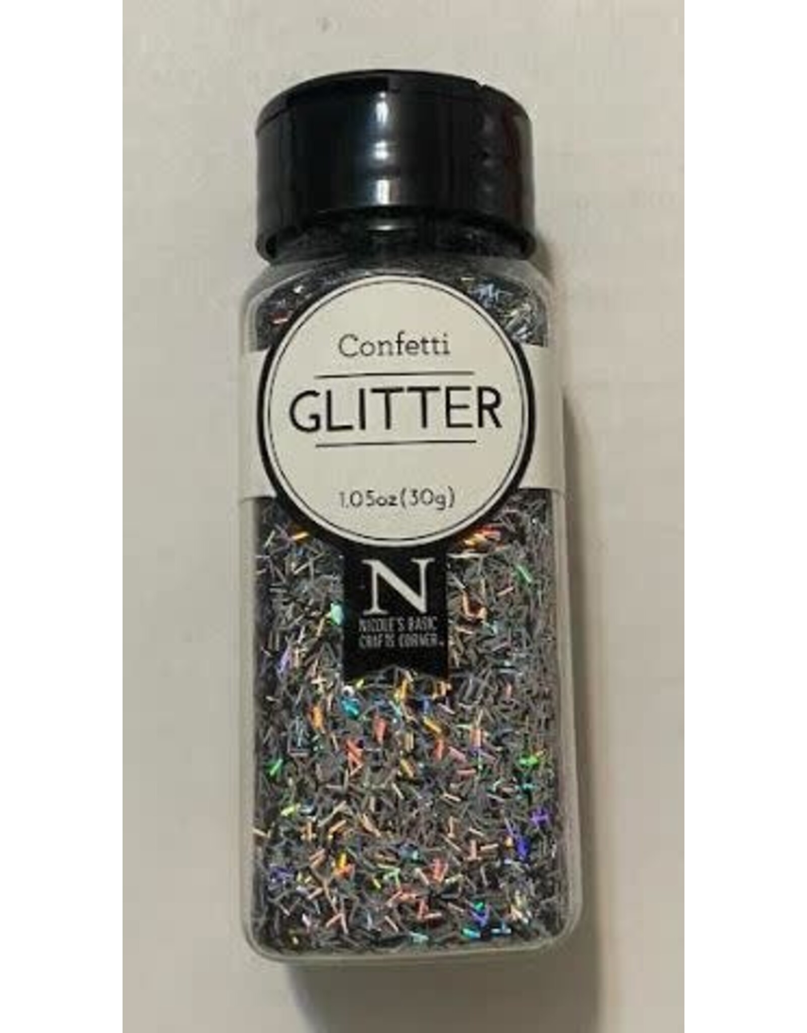 GLITTER CONFETTI  BLACK/SILVER 1OZ