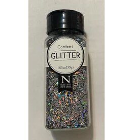 GLITTER CONFETTI  BLACK/SILVER 1OZ
