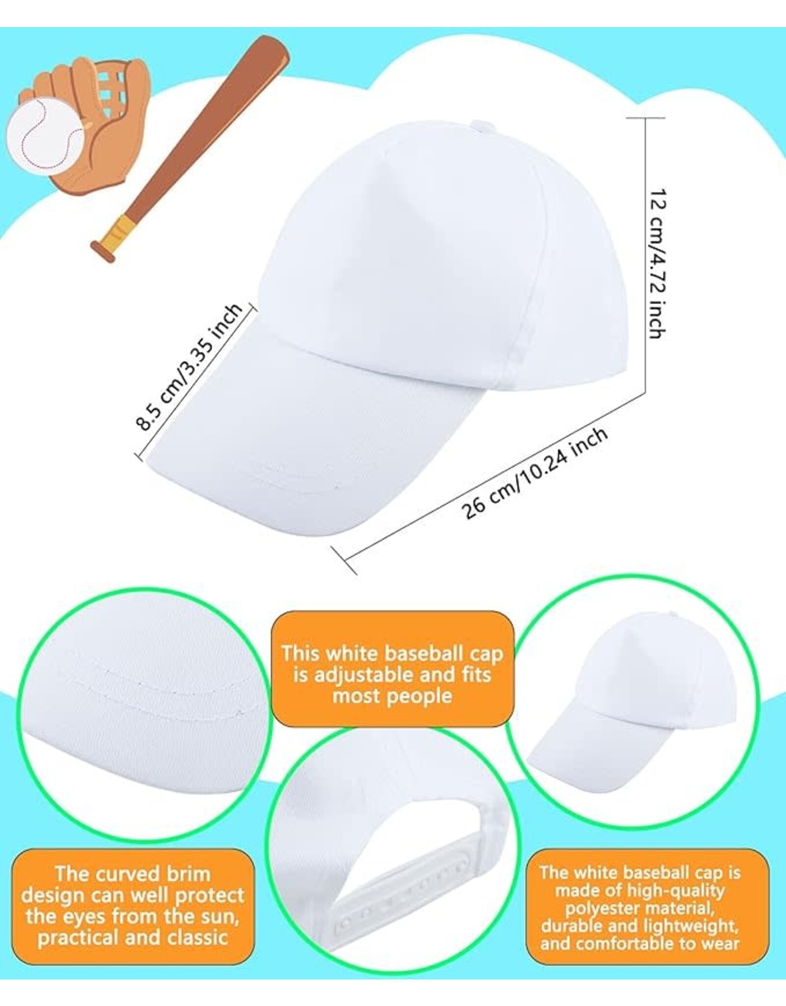 WHITE DIY BASEBALL  CAP
