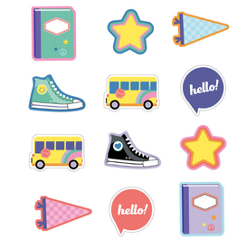 CUT OUT: HELLO SCHOOL ASSORTED SHAPES 36 PC