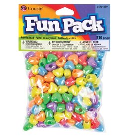 PONY BEADS:  HEART'S  ASSORTED COLORS  - 210 PACK