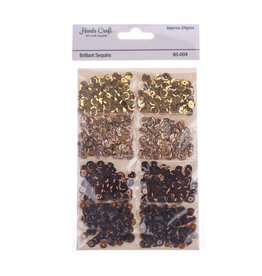 SEQUINS ASSORTMENT -BROWN AND GOLD - 24 GRAMS
