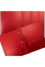 POLY FOLDER: 3 PRONG WITH VIEW - 2 POCKET - RED