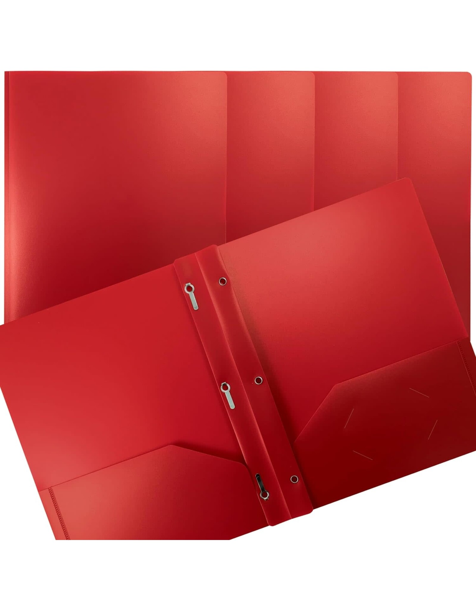 POLY FOLDER: 3 PRONG WITH VIEW - 2 POCKET - RED