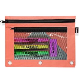 PENCIL POUCH: 3 PRONG  DOUBLE ZIPPER 9.5"X7" - RED