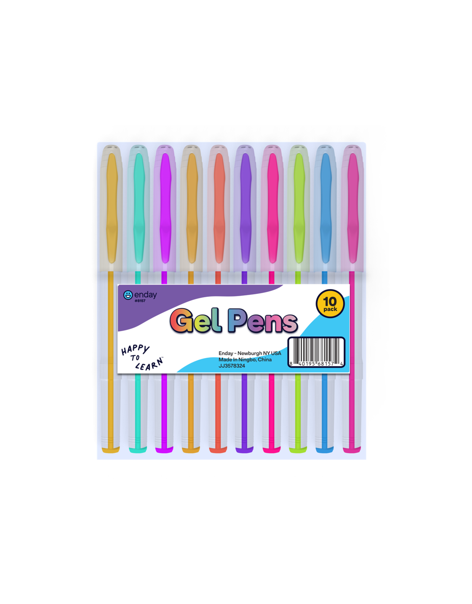 GEL PEN SET:  ASSORTED BRIGHT COLORS - 10 PACK