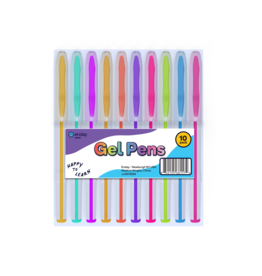 GEL PEN SET:  ASSORTED BRIGHT COLORS - 10 PACK