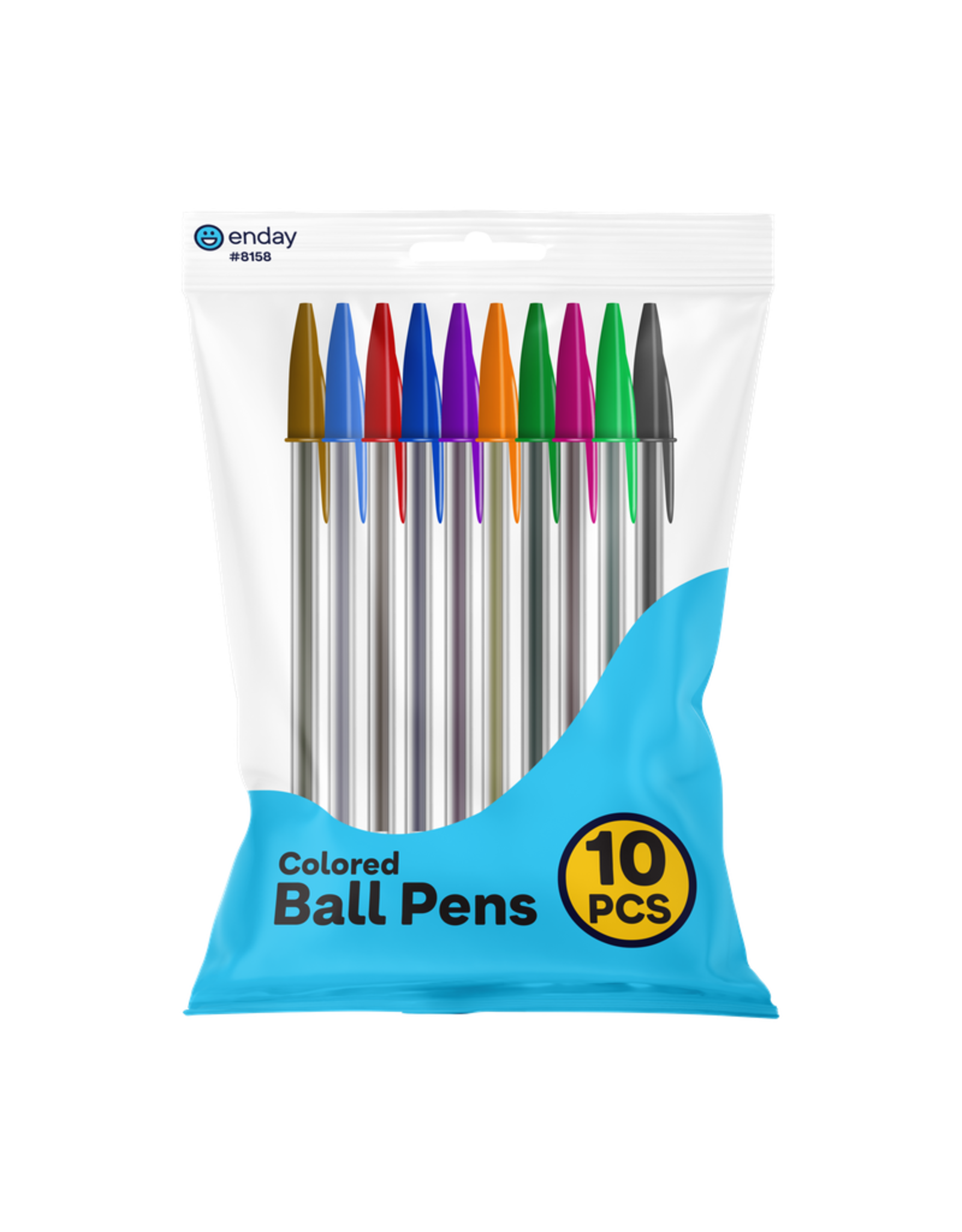 BALL POINT PEN SET:  ASSORTED BRIGHT COLORS - 10 PACK