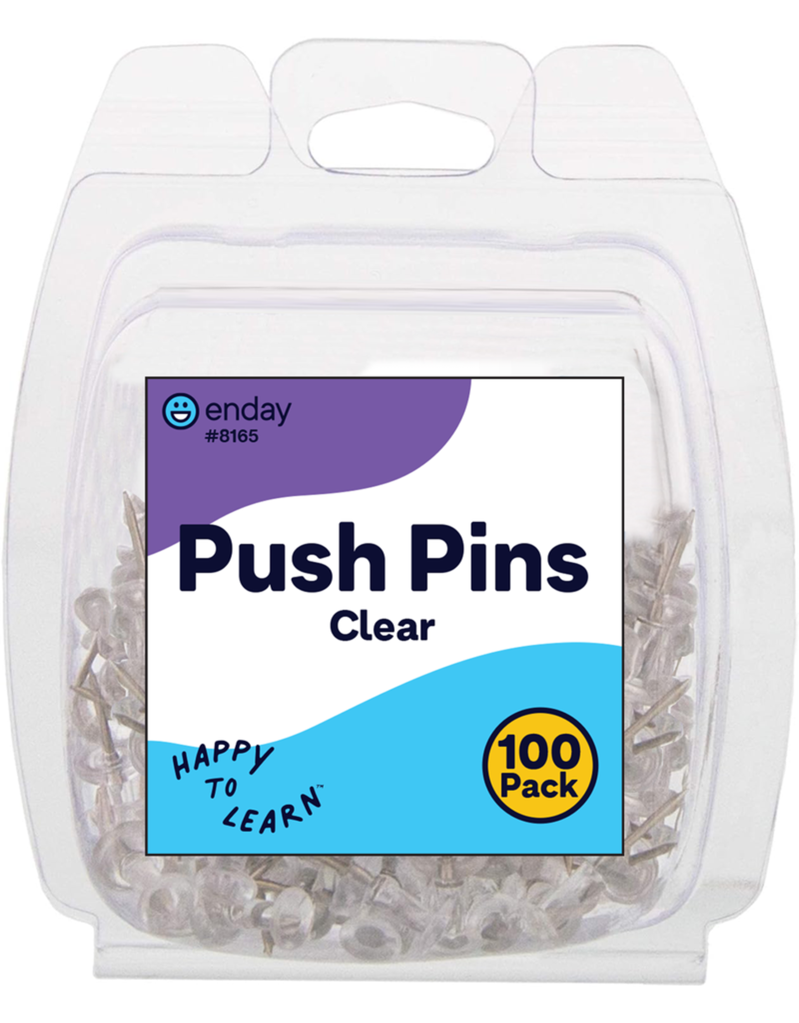 PUSH PINS - CLEAR 100 PACK
