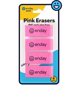 PINK SOFT BEVEL  ERASER- 4 PACK