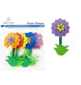 CRAFT FOAM SHAPES FLOWERS  3.54" - 6 PACK