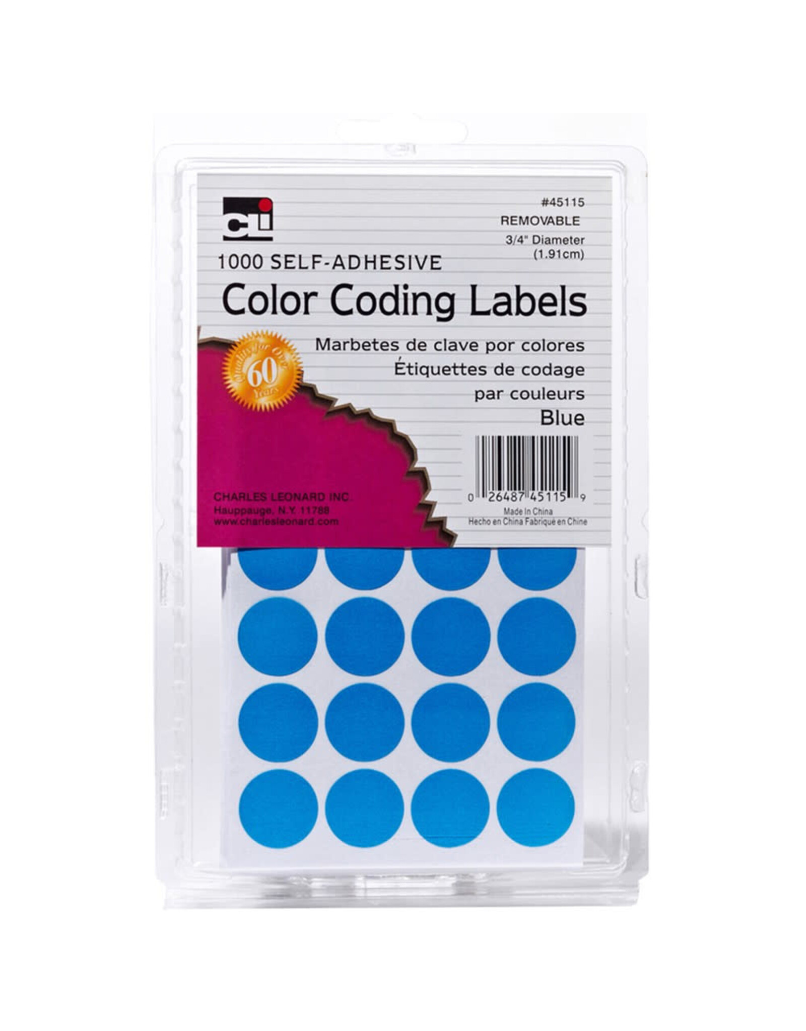 COLOR CODING STICKER   3/4" ROUND LIGHT BLUE - 1000 PACK