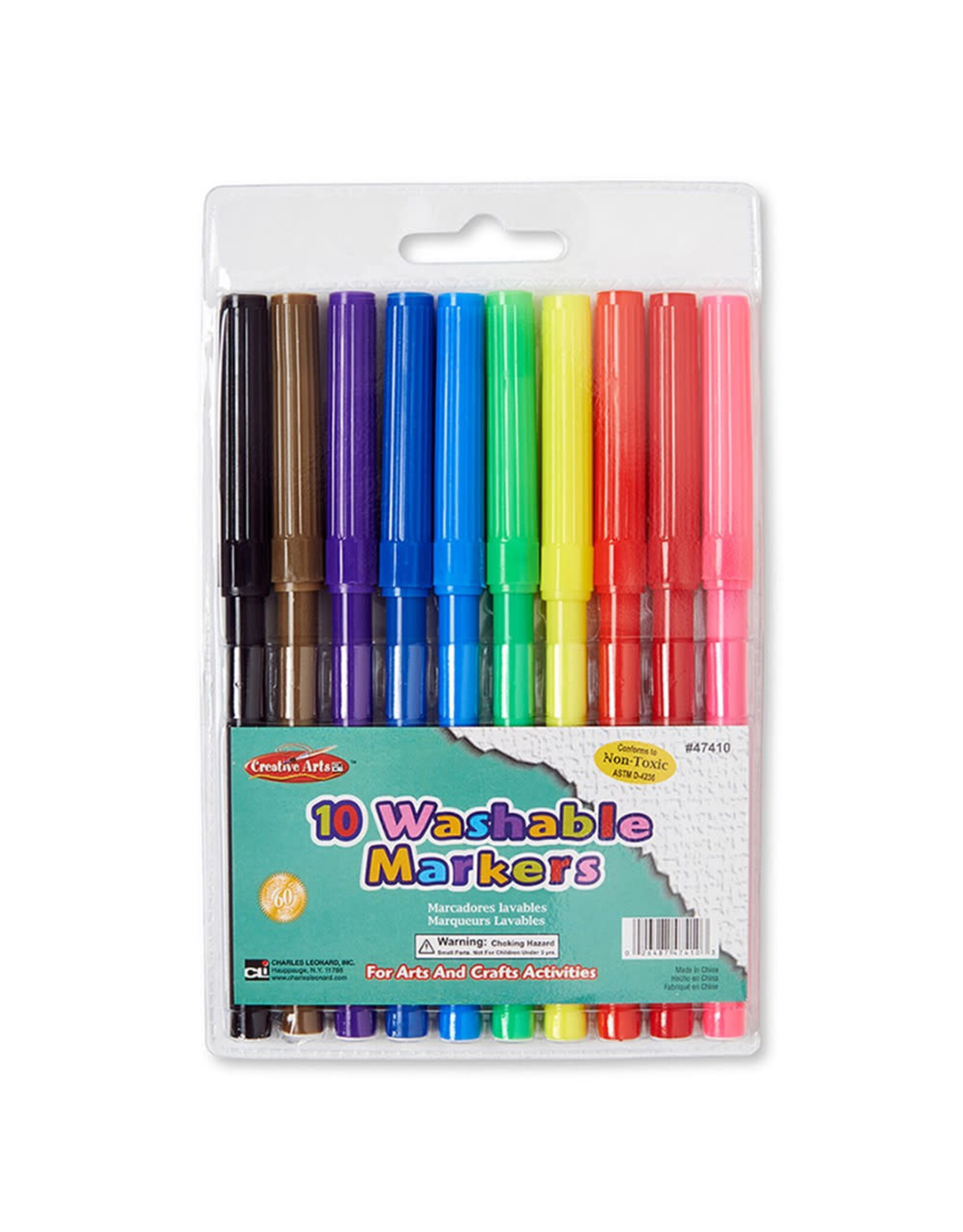 MARKERS - WASHABLE FINE TIP ASSORTED COLORS  - 10 PACK