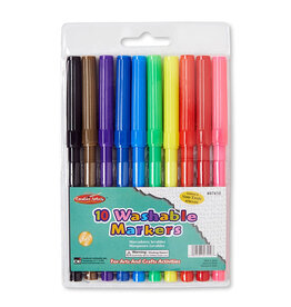 MARKERS - WASHABLE FINE TIP ASSORTED COLORS  - 10 PACK