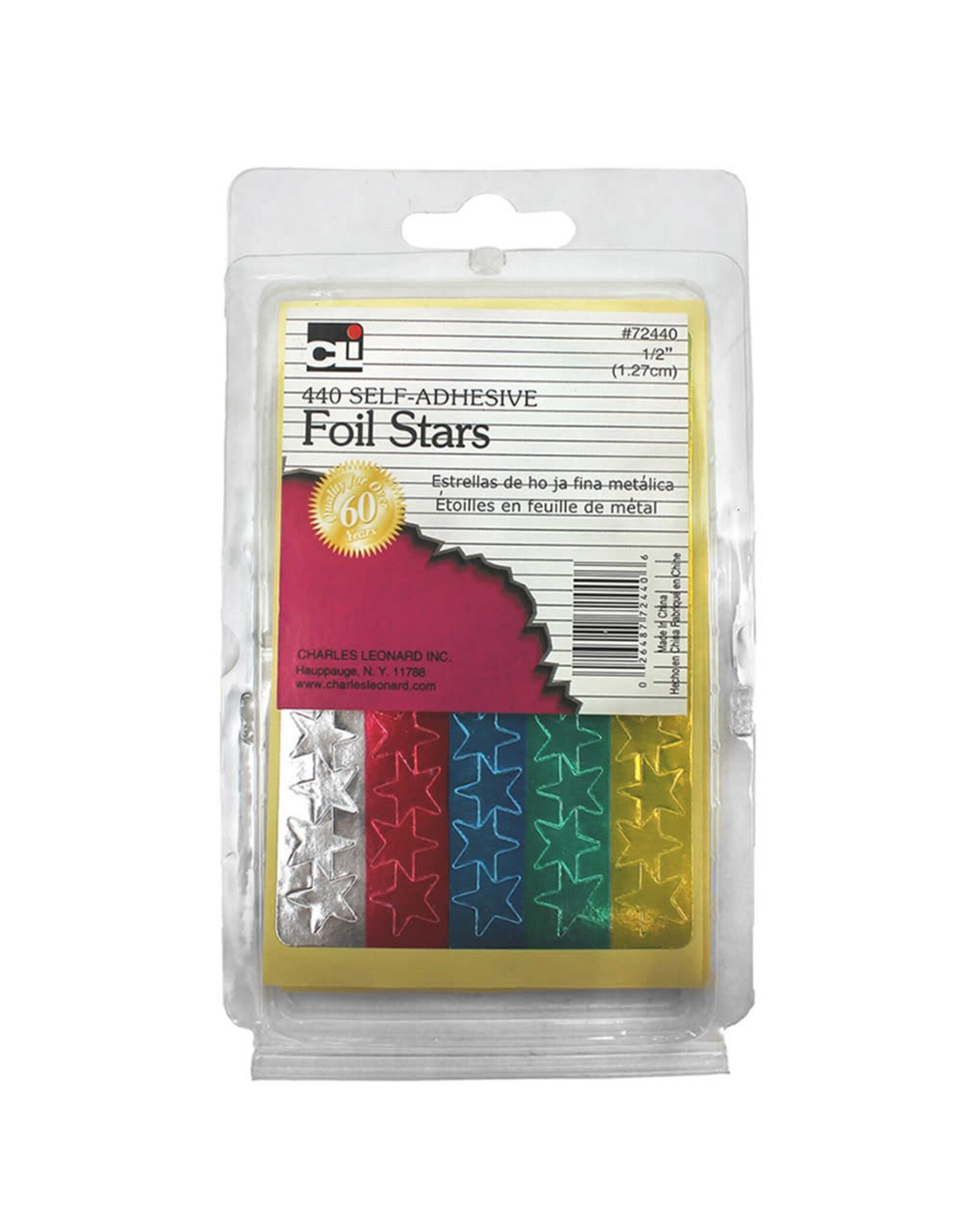 FOIL STARS 440 ASSORTED COLORS SELF-ADHESIVE 1/2" - 440 PACK