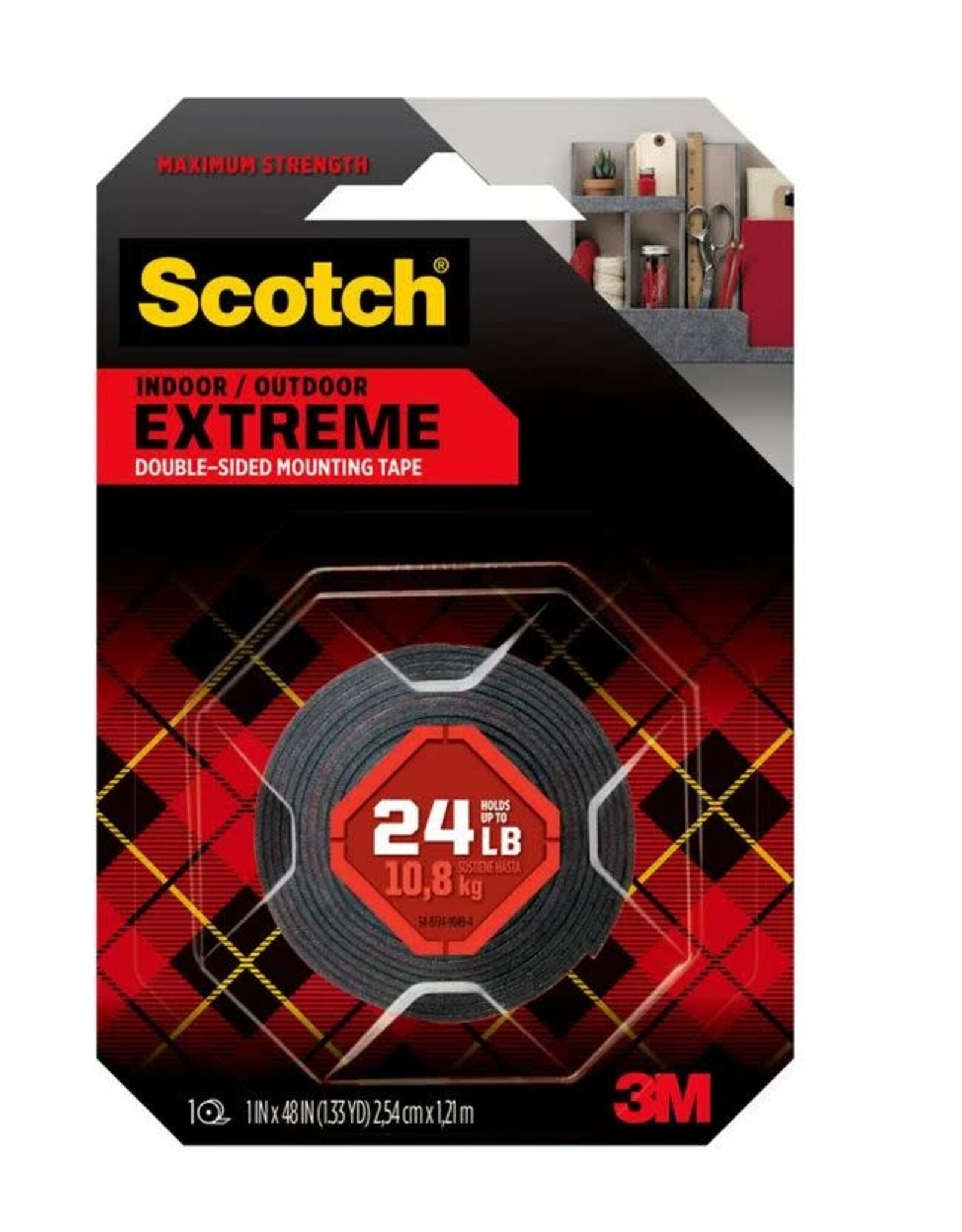 Scotch Indoor/Outdoor Extreme  Mounting Tape 1"x48"