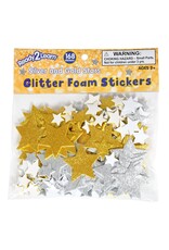 FOAM GLITTER STAR STICKERS GOLD AND SILVER ASSORTED SIZE 168PC