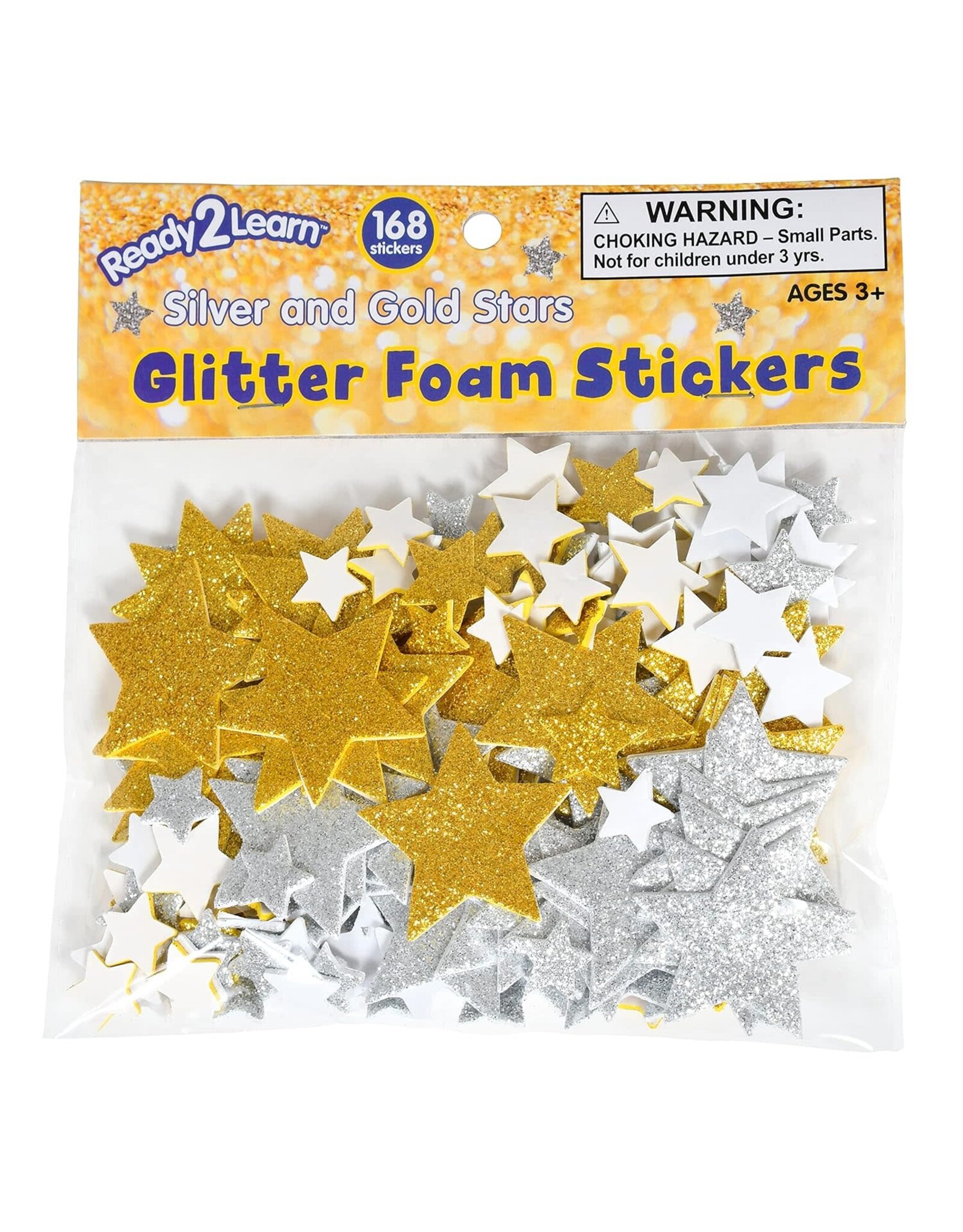 FOAM GLITTER STAR STICKERS GOLD AND SILVER ASSORTED SIZE 168PC