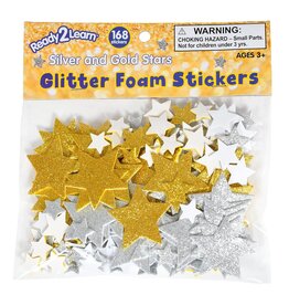 FOAM GLITTER STAR STICKERS GOLD AND SILVER ASSORTED SIZE 168PC