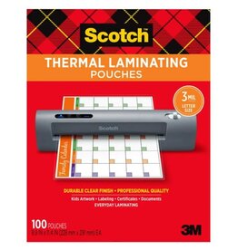 SCOTCH LAMINATING SHEETS LETTER SIZE 8.9"X11.4" 3MIL - 100 PACK