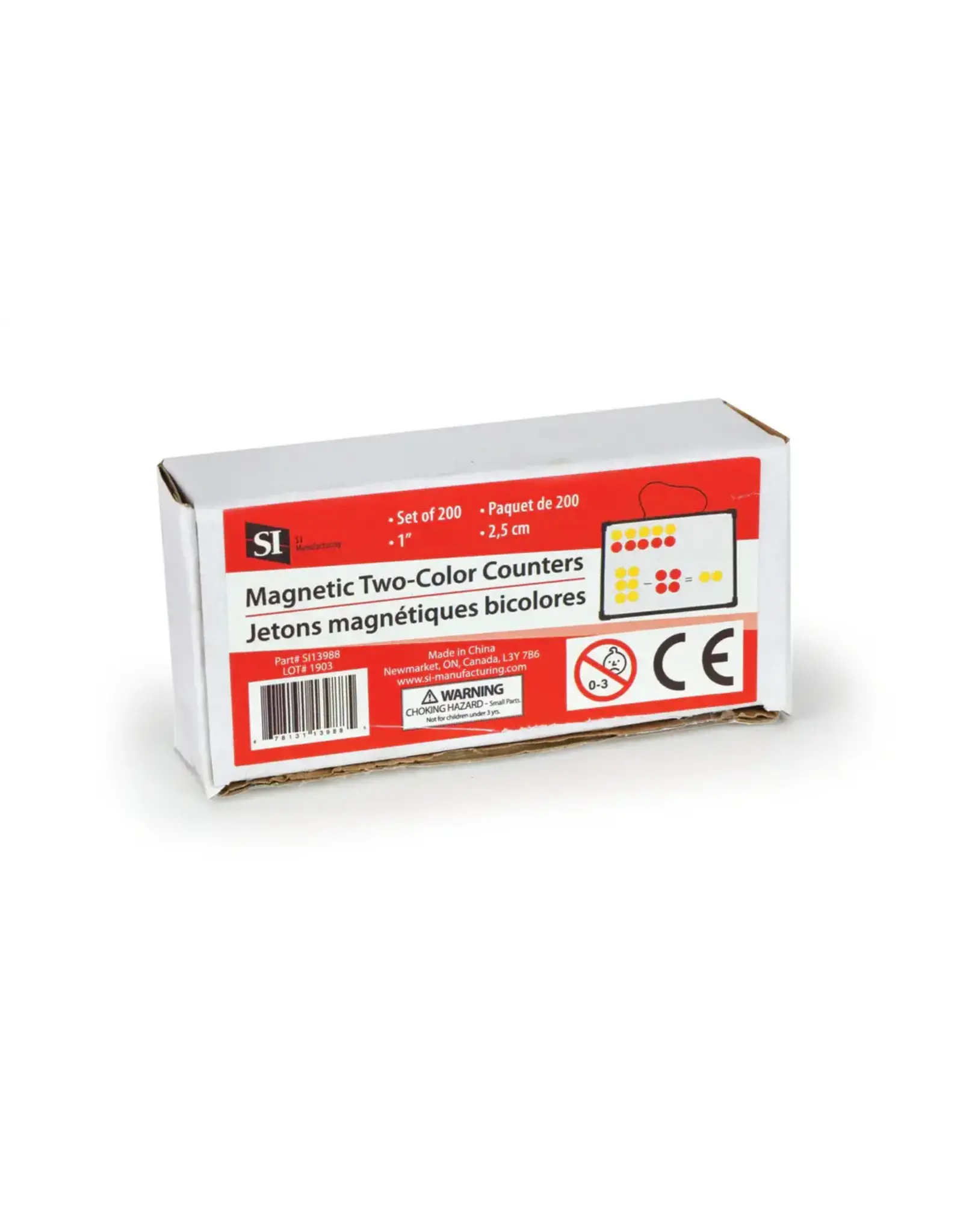 MAGNETIC COUNTERS: TWO-COLOR, YELLOW/RED 1" 200 PACK