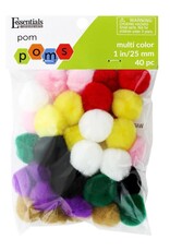 POM POMS: 1" ASSORTED COLORS 40 PACK