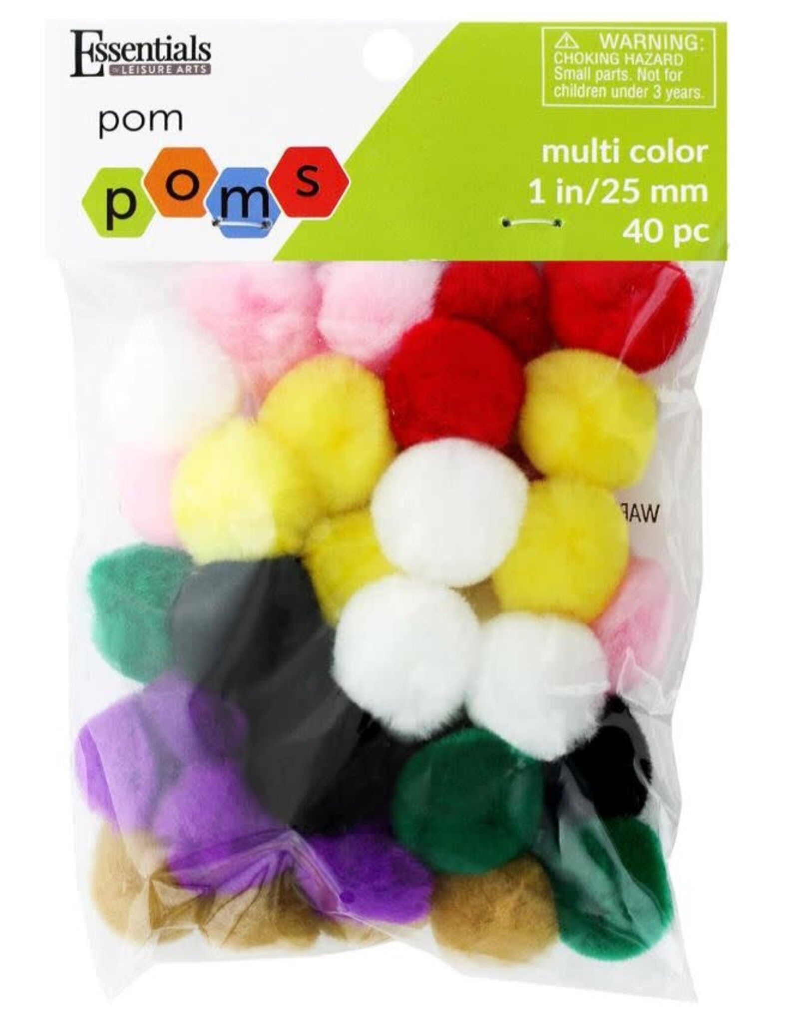 POM POMS: 1" ASSORTED COLORS 40 PACK
