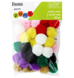POM POMS: 1" ASSORTED COLORS 50 PACK