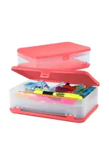 PENCIL CASE: 8.5"X5.75"X2.5" DOUBLE DECK - RED